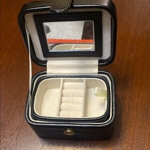 Black Faux  Leather 2 tier travel Jewelry Box